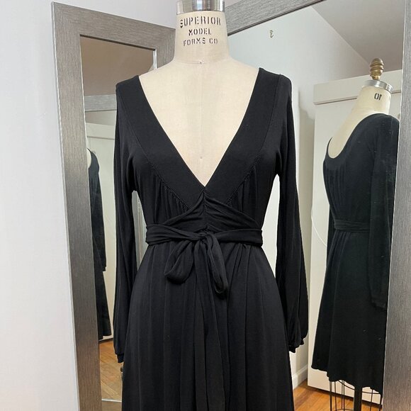 FLAVIO CASTALANI BLACK KNIT A-LINE DRESS, SIZE 44 - Picture 1 of 13